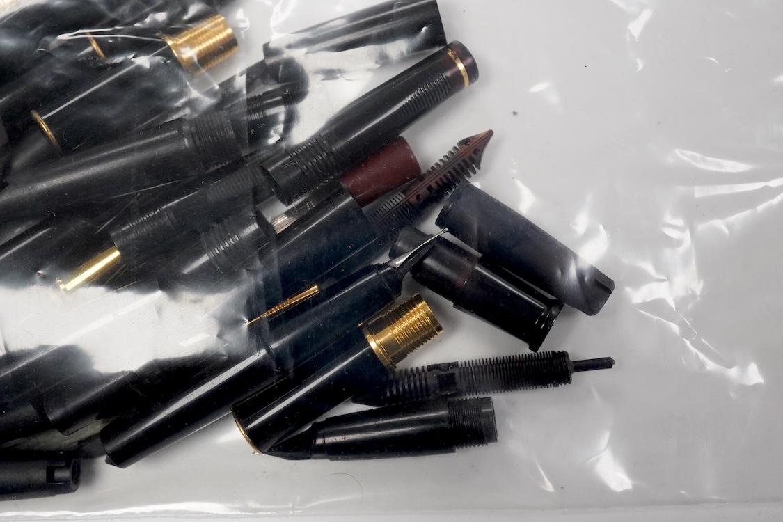 A collection of Parker Pens spares to include, clips, section and other items